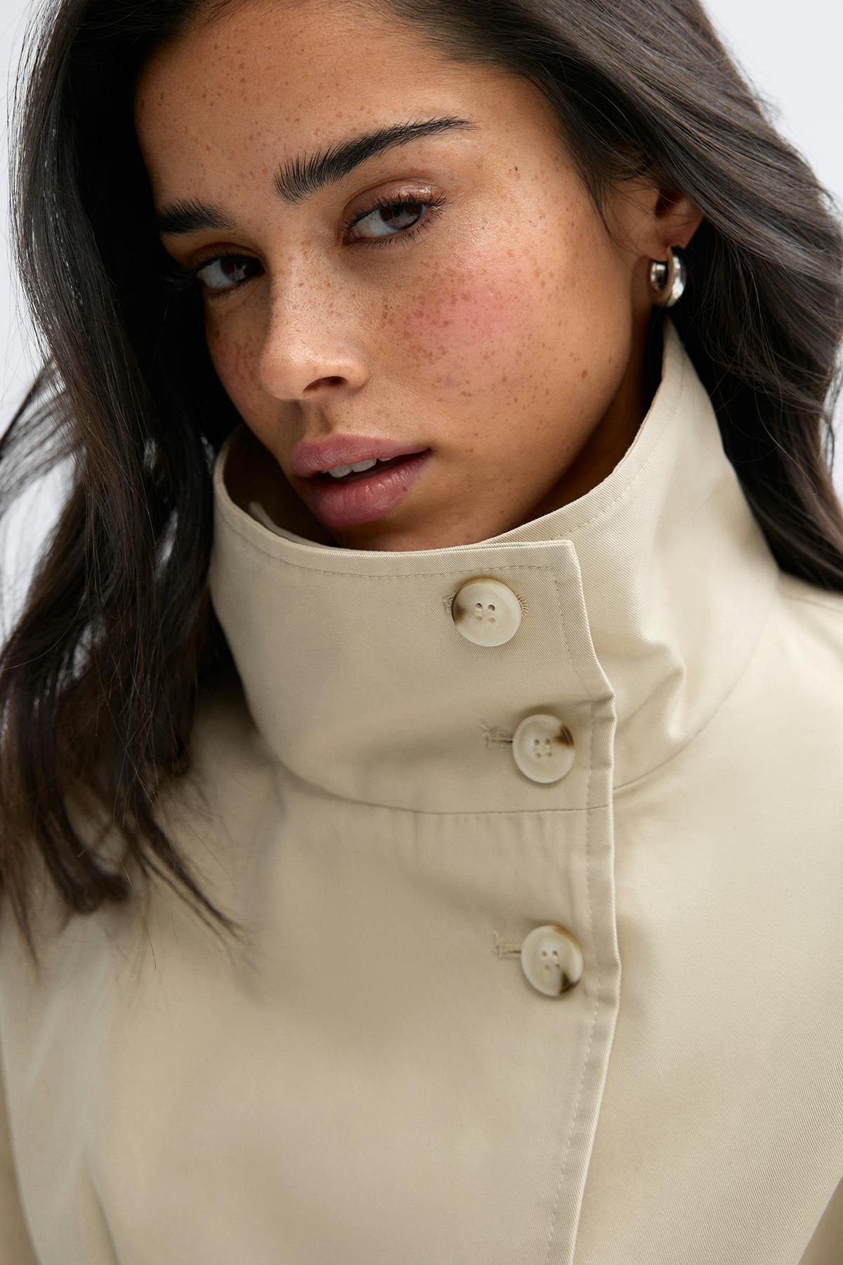 Short cape trench jacket - Beige clair