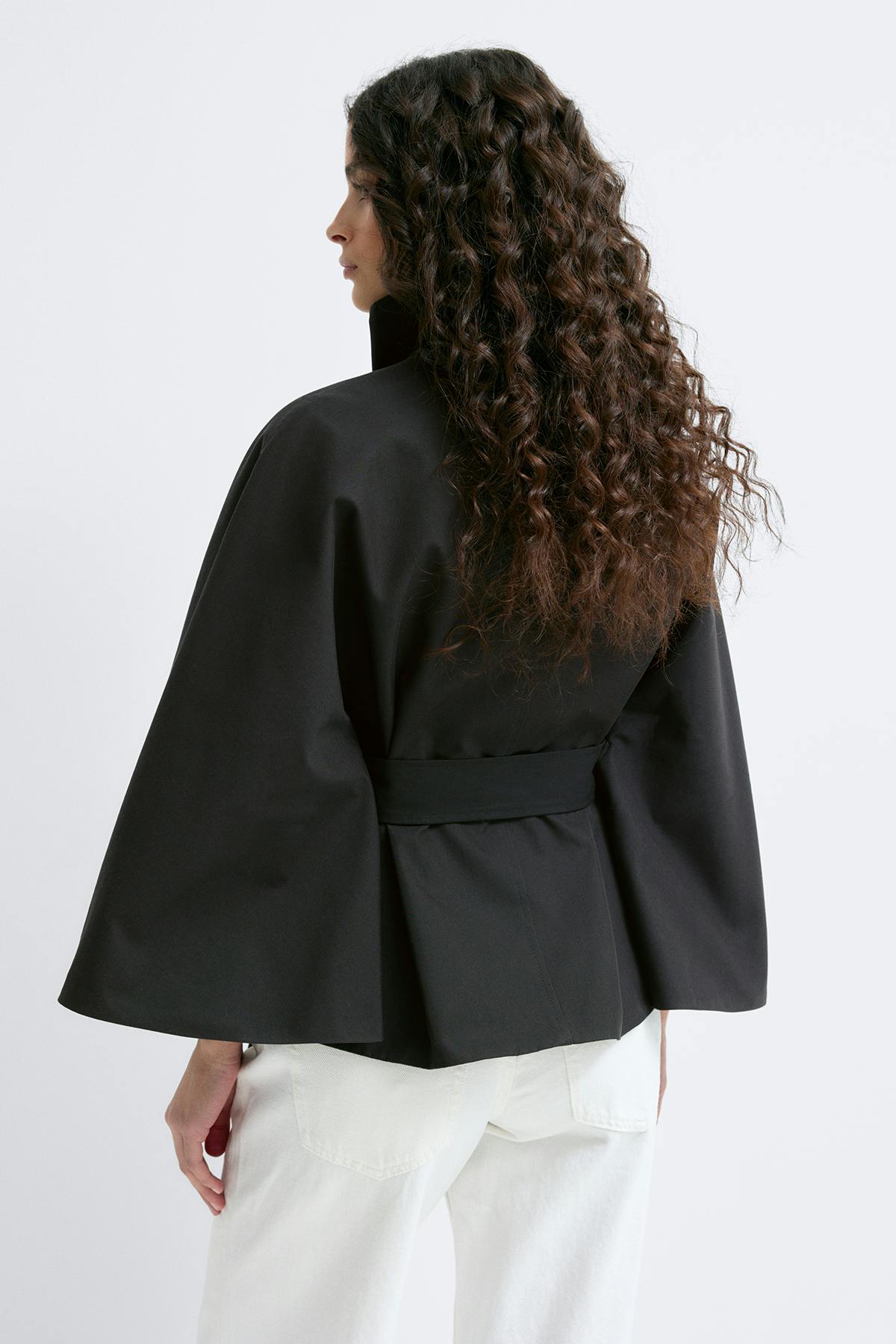 Short cape trench jacket - Noir