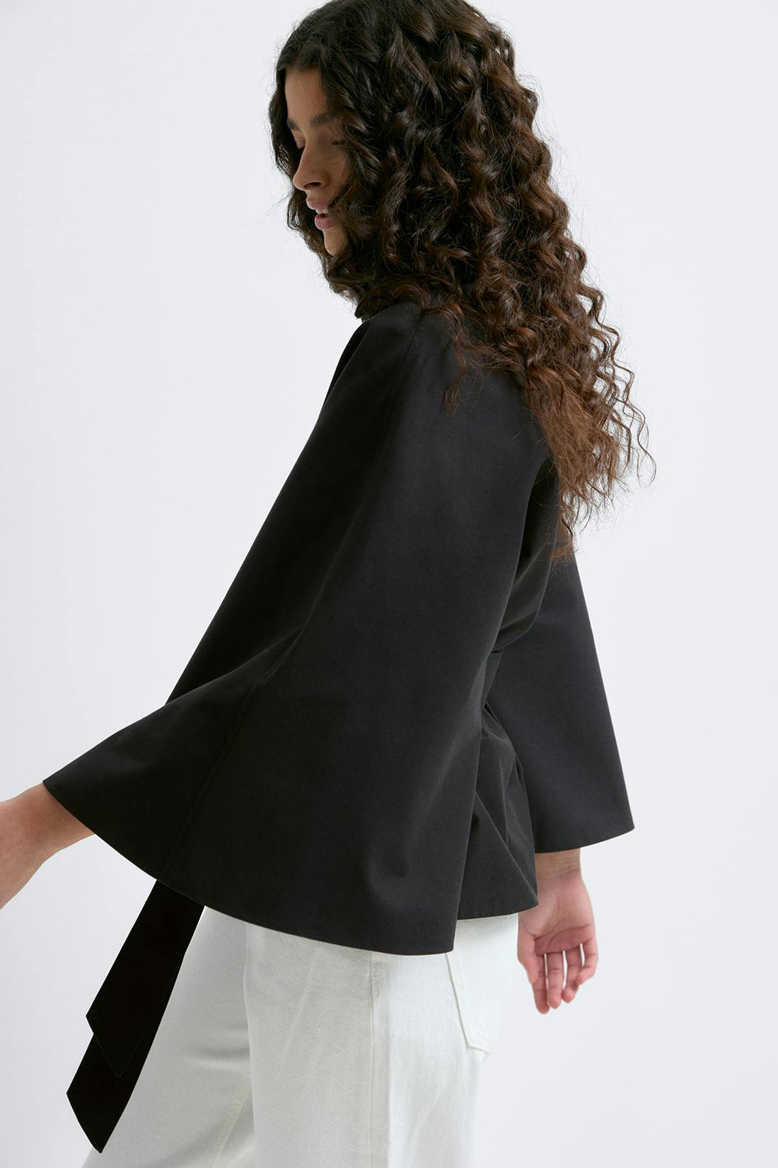 Short cape trench jacket - Noir