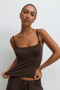 Strap loungewear singlet - Chocolate plum