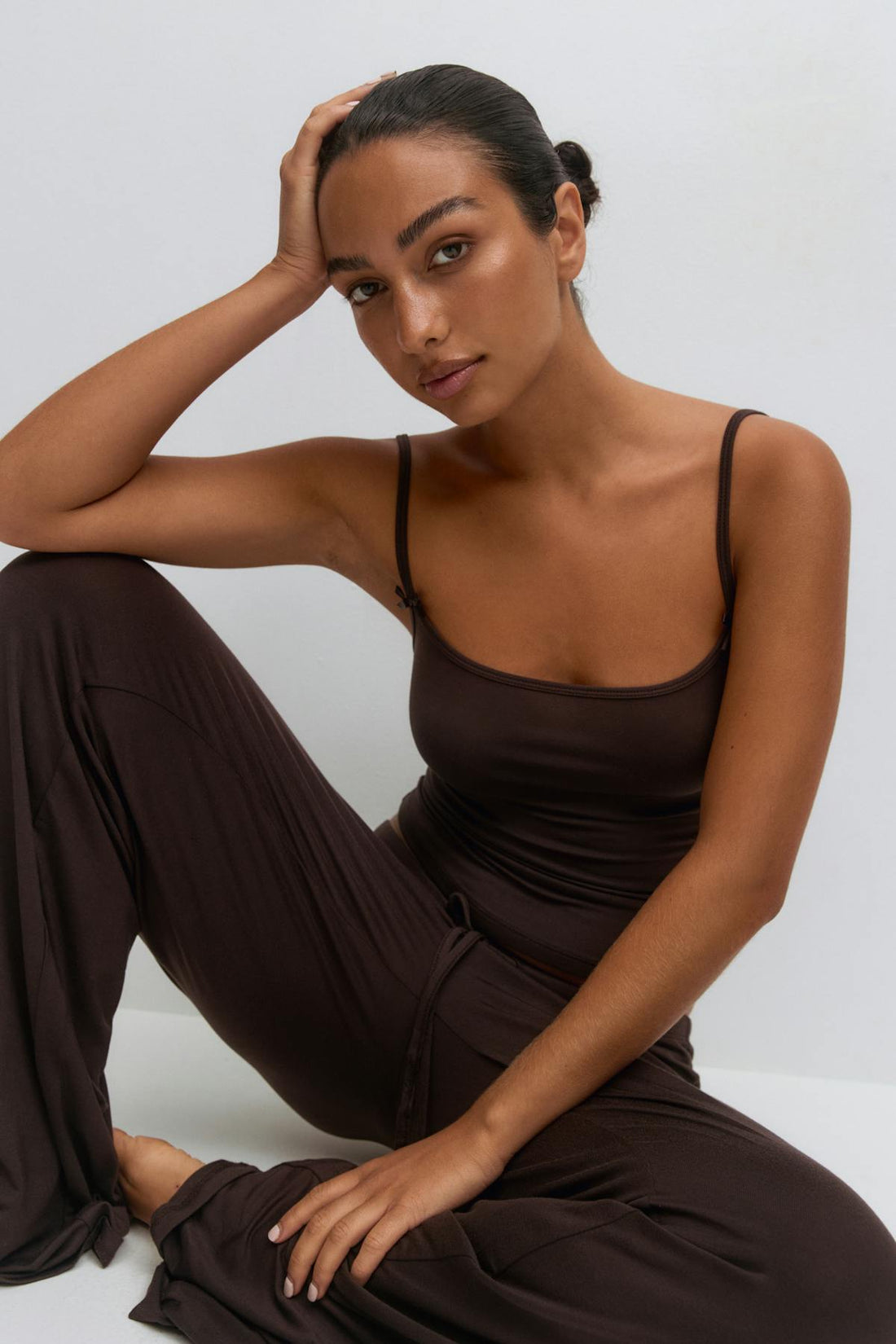 Strap loungewear singlet - Chocolate plum