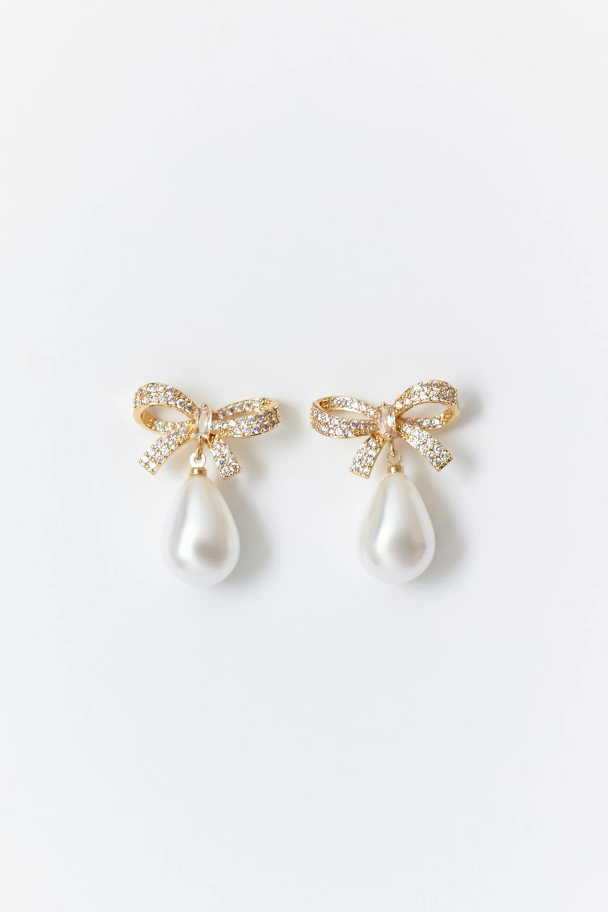 pearl bow earrings