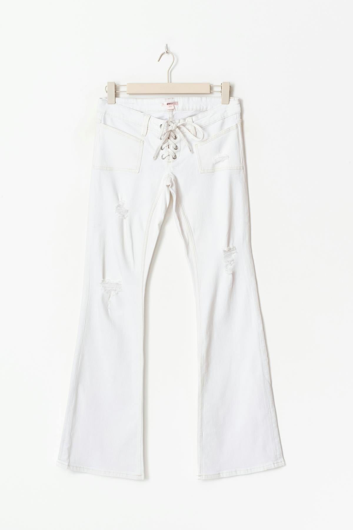 14+ pleated tie jeans - Blanc