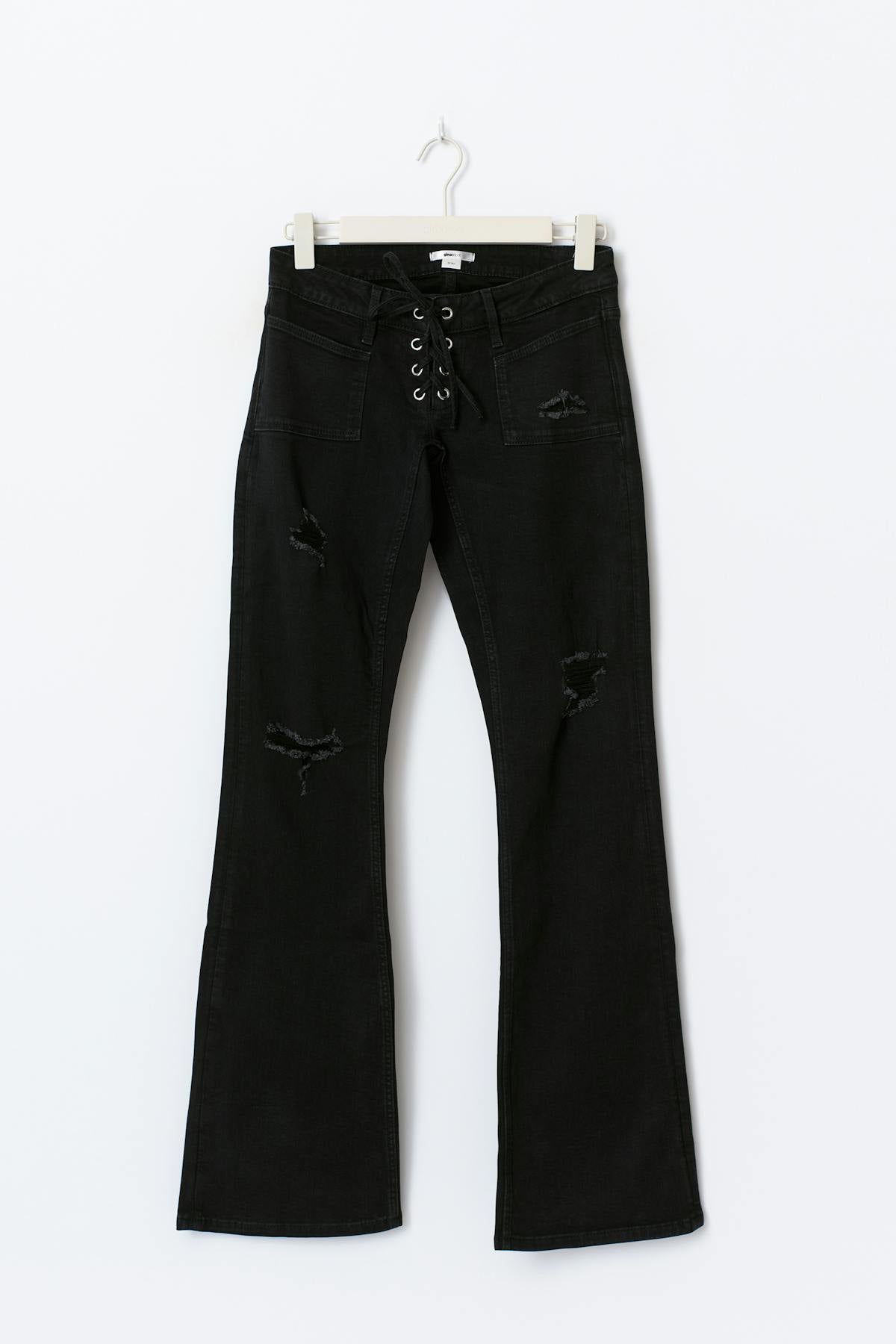 14+ pleated tie jeans - Offblack
