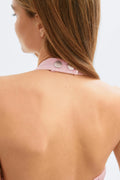 Denim halterneck top - Orchid pink