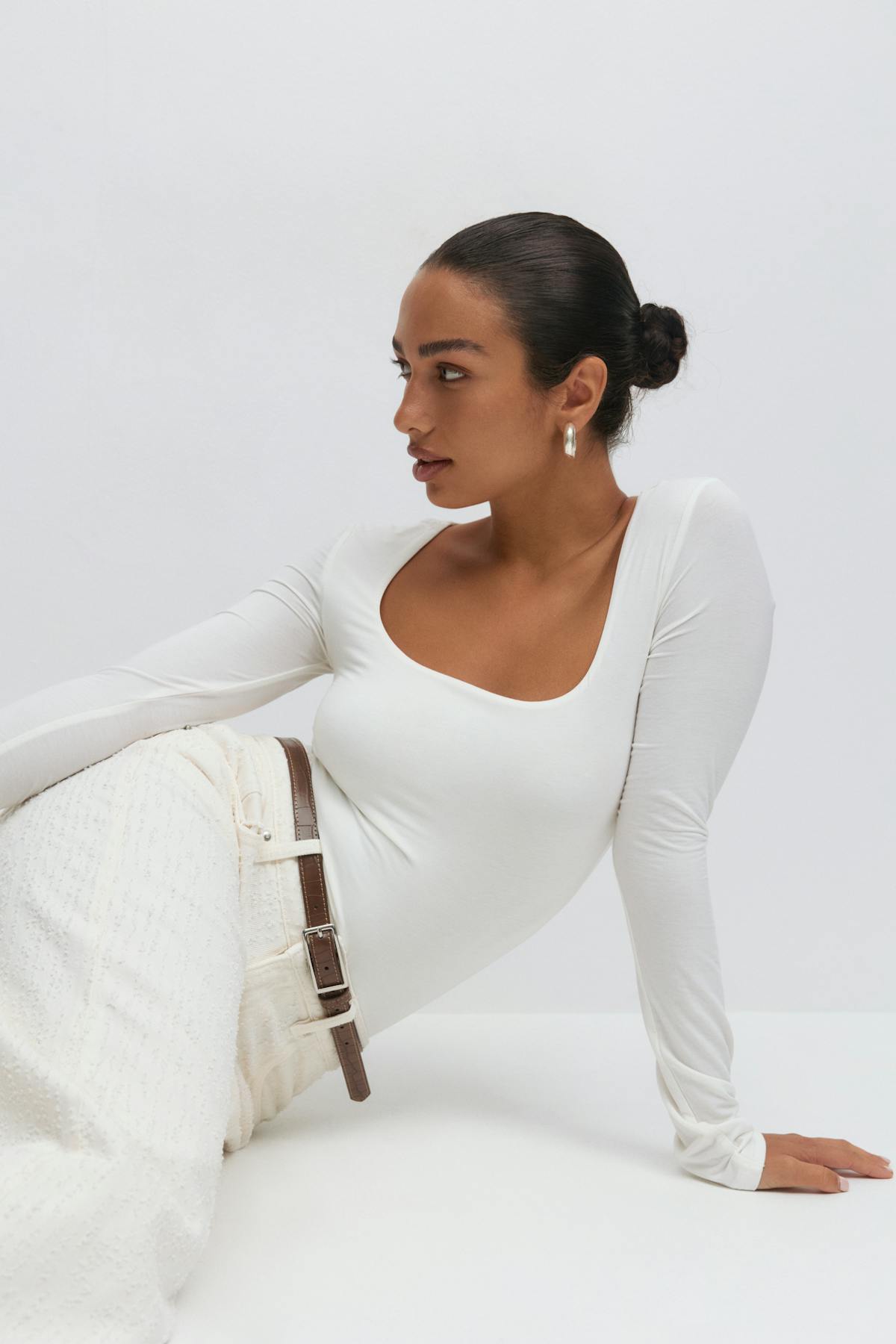 Scoop neck top - Noir