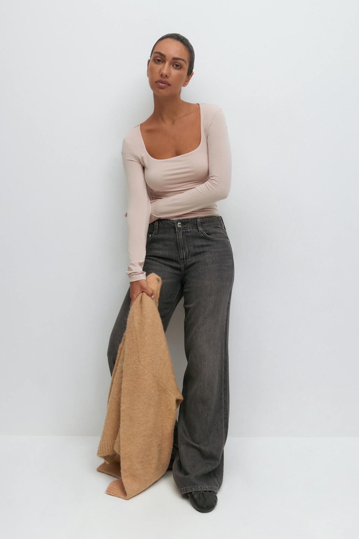 Scoop neck top - Cement
