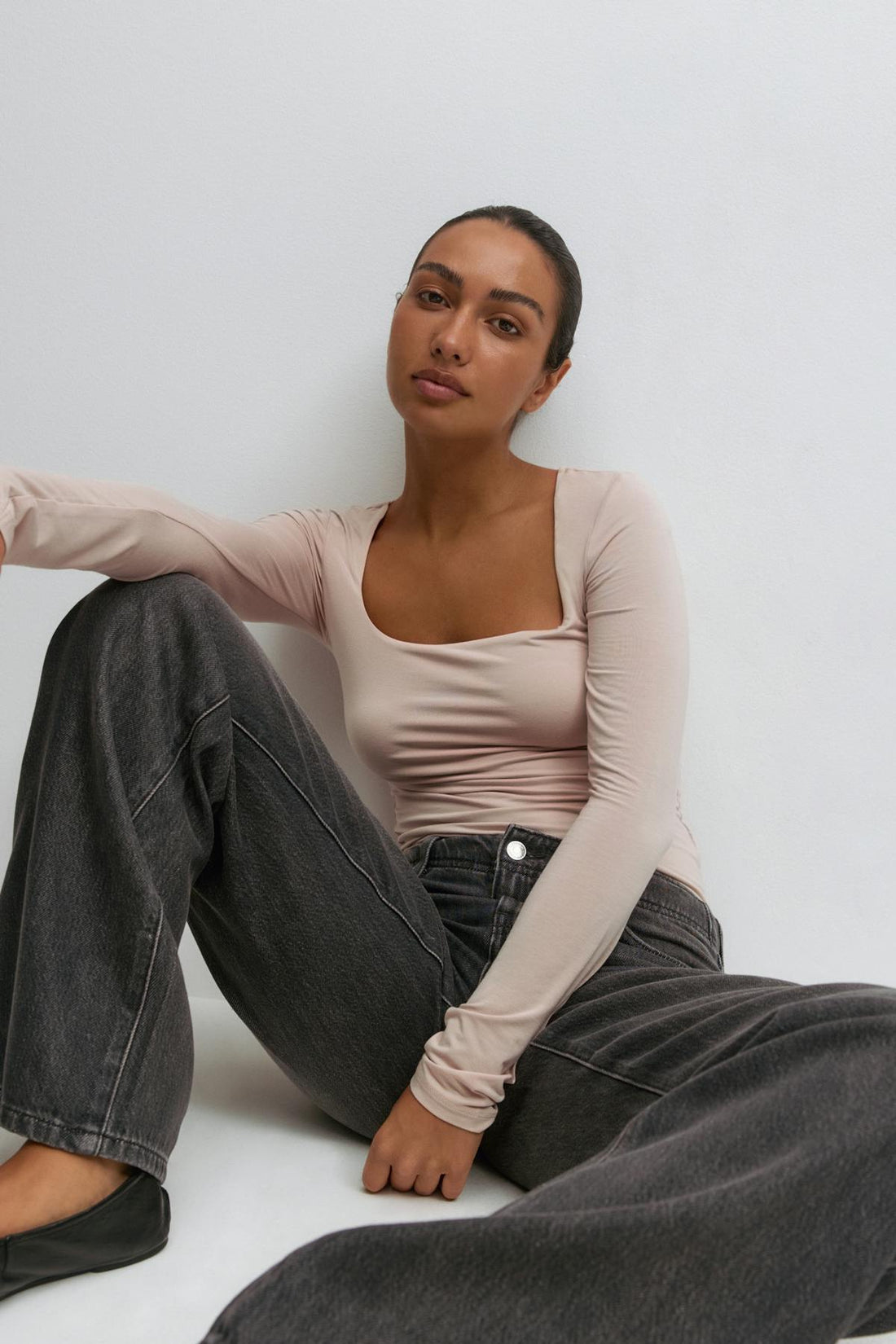 Scoop neck top - Cement