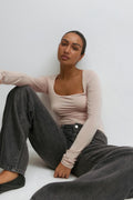 Scoop neck top - Cement