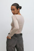 Scoop neck top - Cement