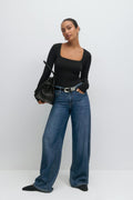 Scoop neck top - Noir