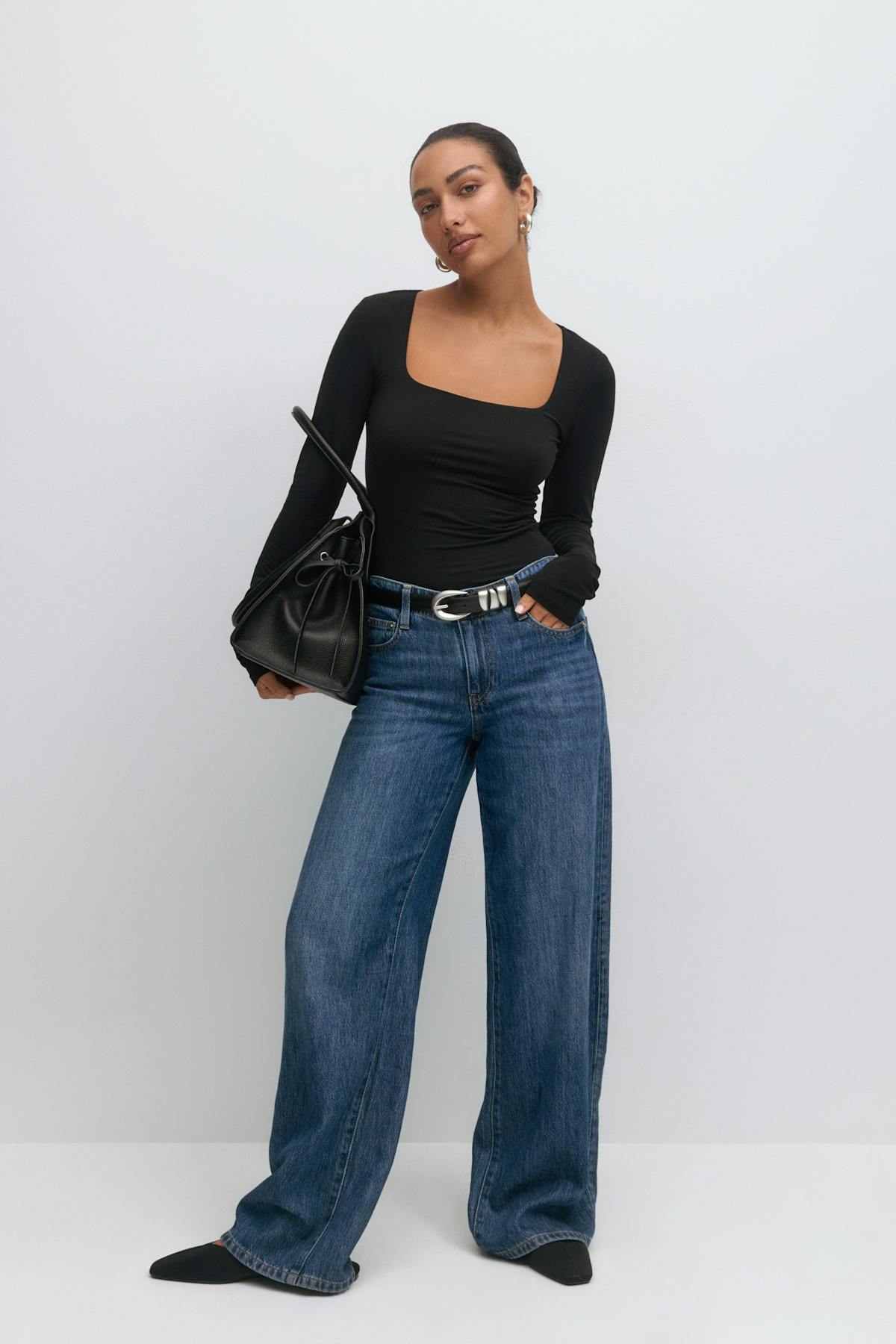 Scoop neck top - Noir