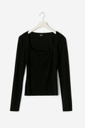Scoop neck top - Noir