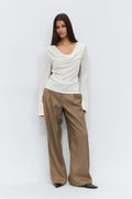 Draped knitted top - Blanc cassé