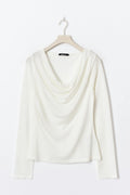 Draped knitted top - Blanc cassé