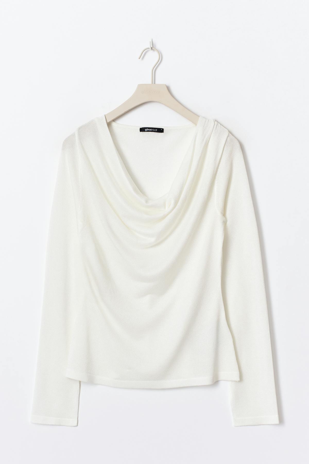 Draped knitted top - Blanc cassé