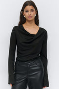 Draped knitted top - Blanc cassé