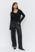 Draped knitted top - Noir