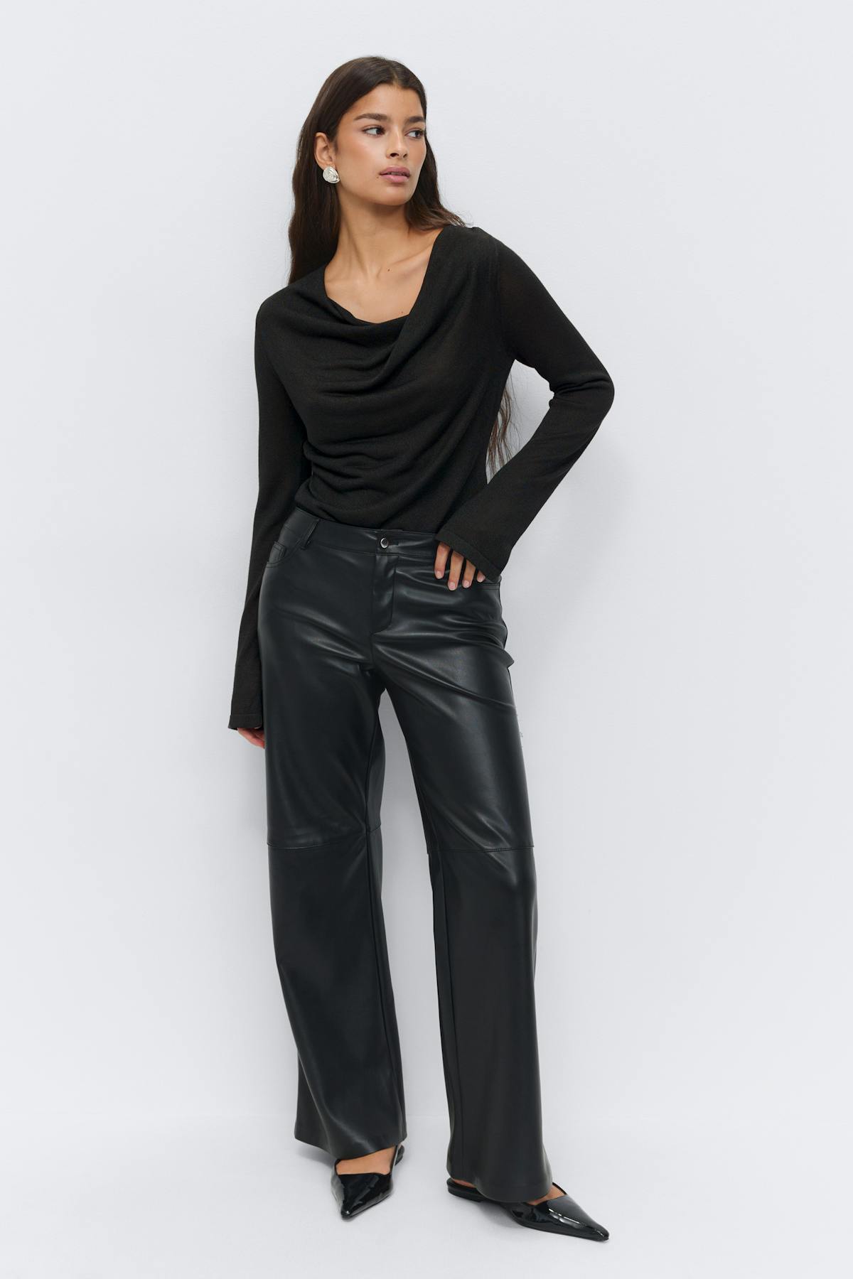 Draped knitted top - Noir