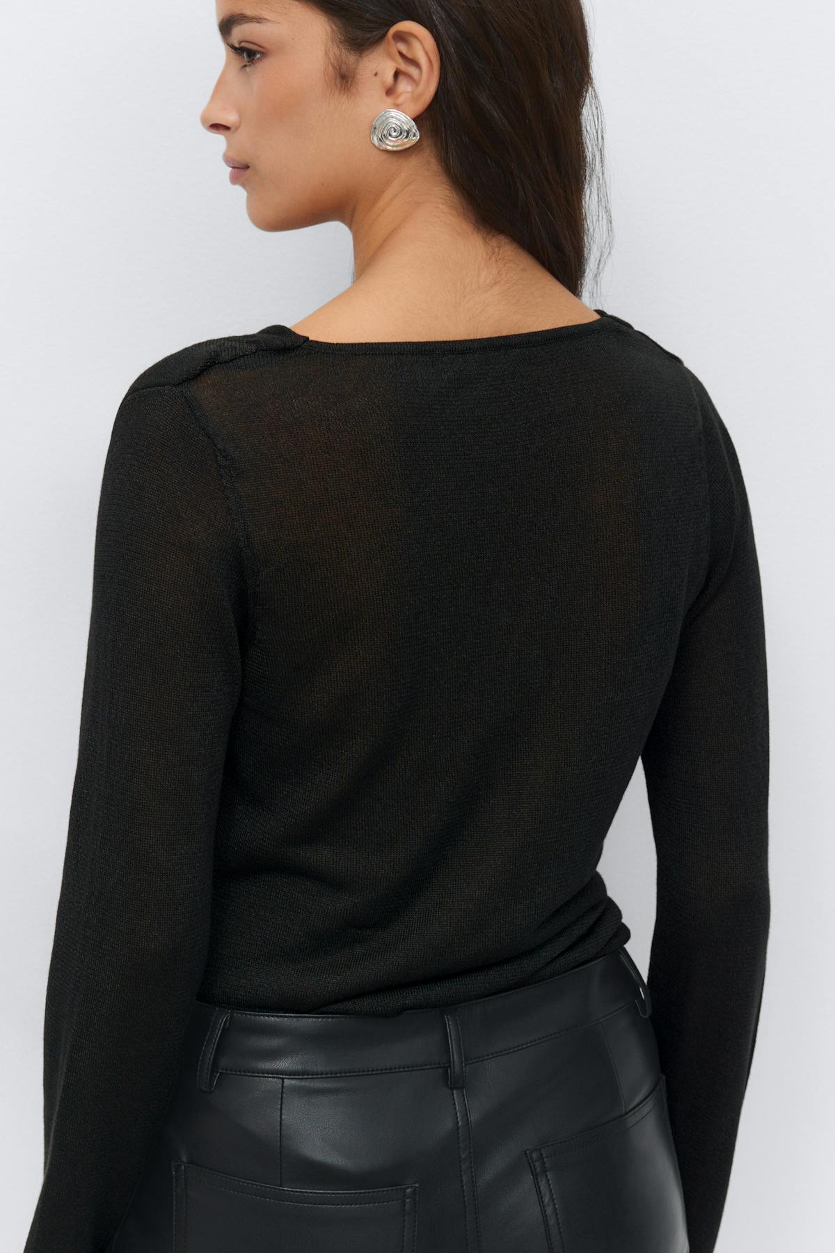 Draped knitted top - Noir