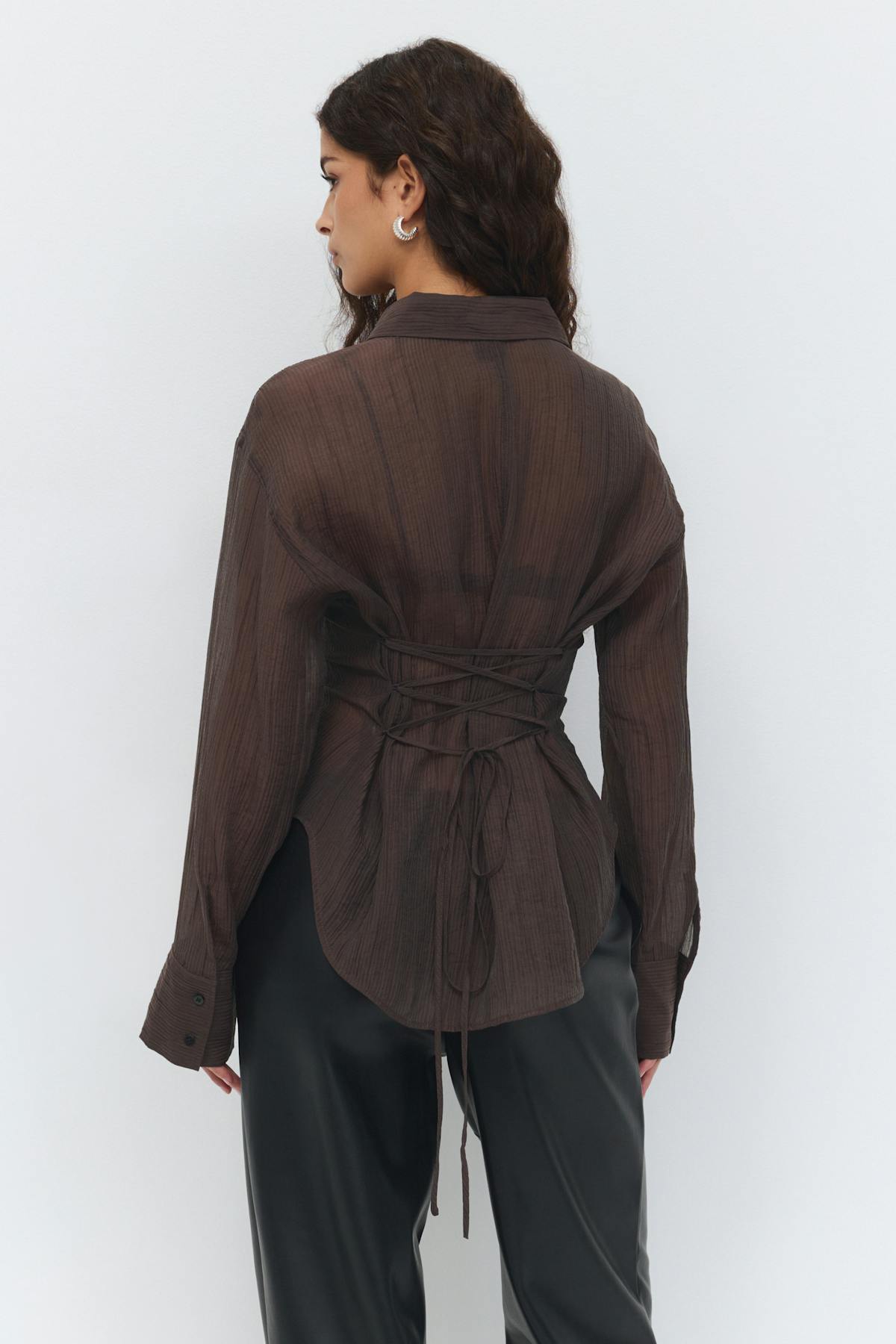 Sheer shirt - Marron