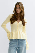 Knitted peplum cardigan - Rouge
