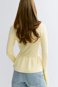 Knitted peplum cardigan - Rouge