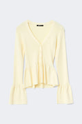 Knitted peplum cardigan - Rouge