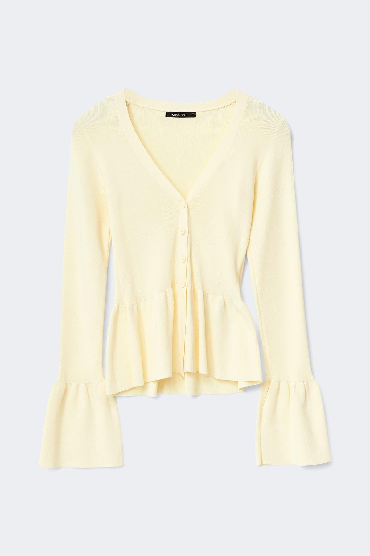 Knitted peplum cardigan - Rouge