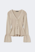 Knitted peplum cardigan - Vanilla yellow