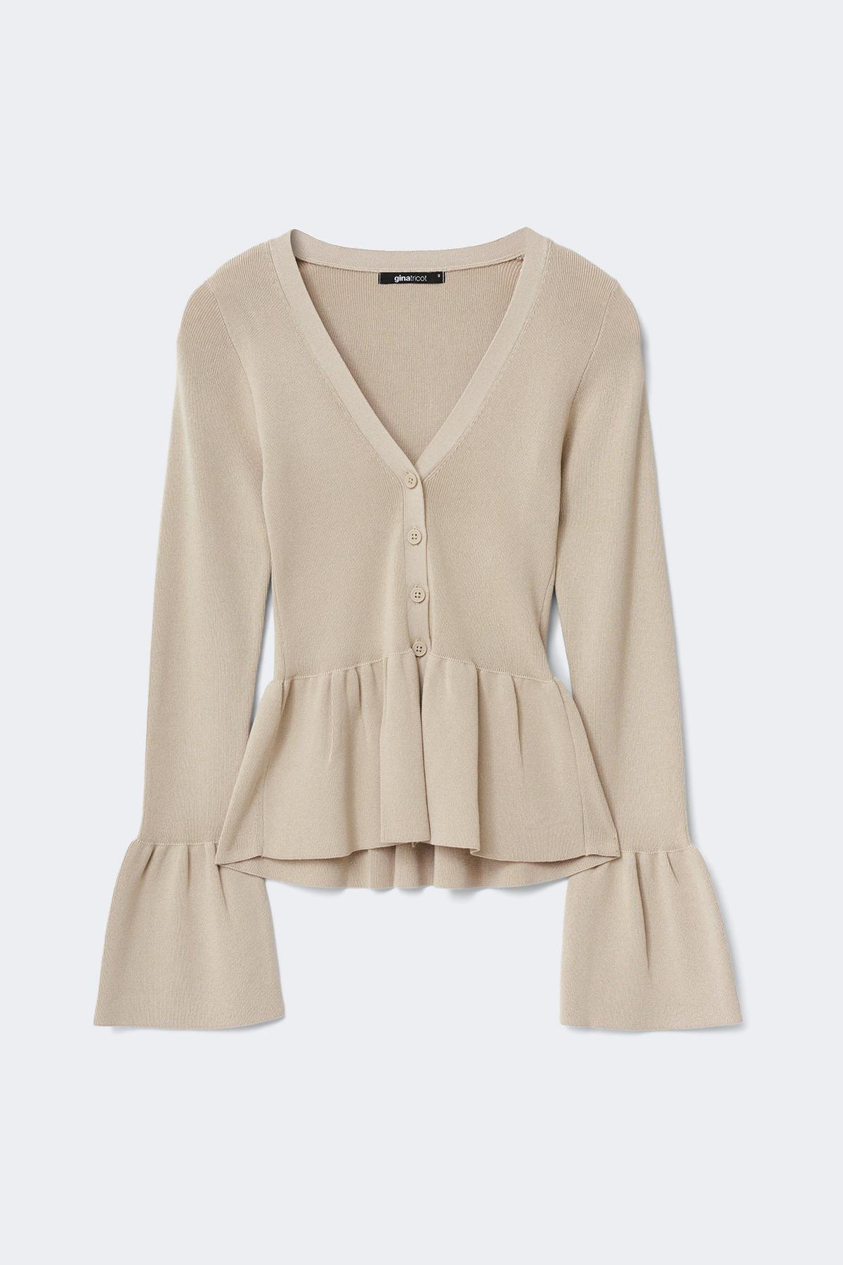 Knitted peplum cardigan - Vanilla yellow