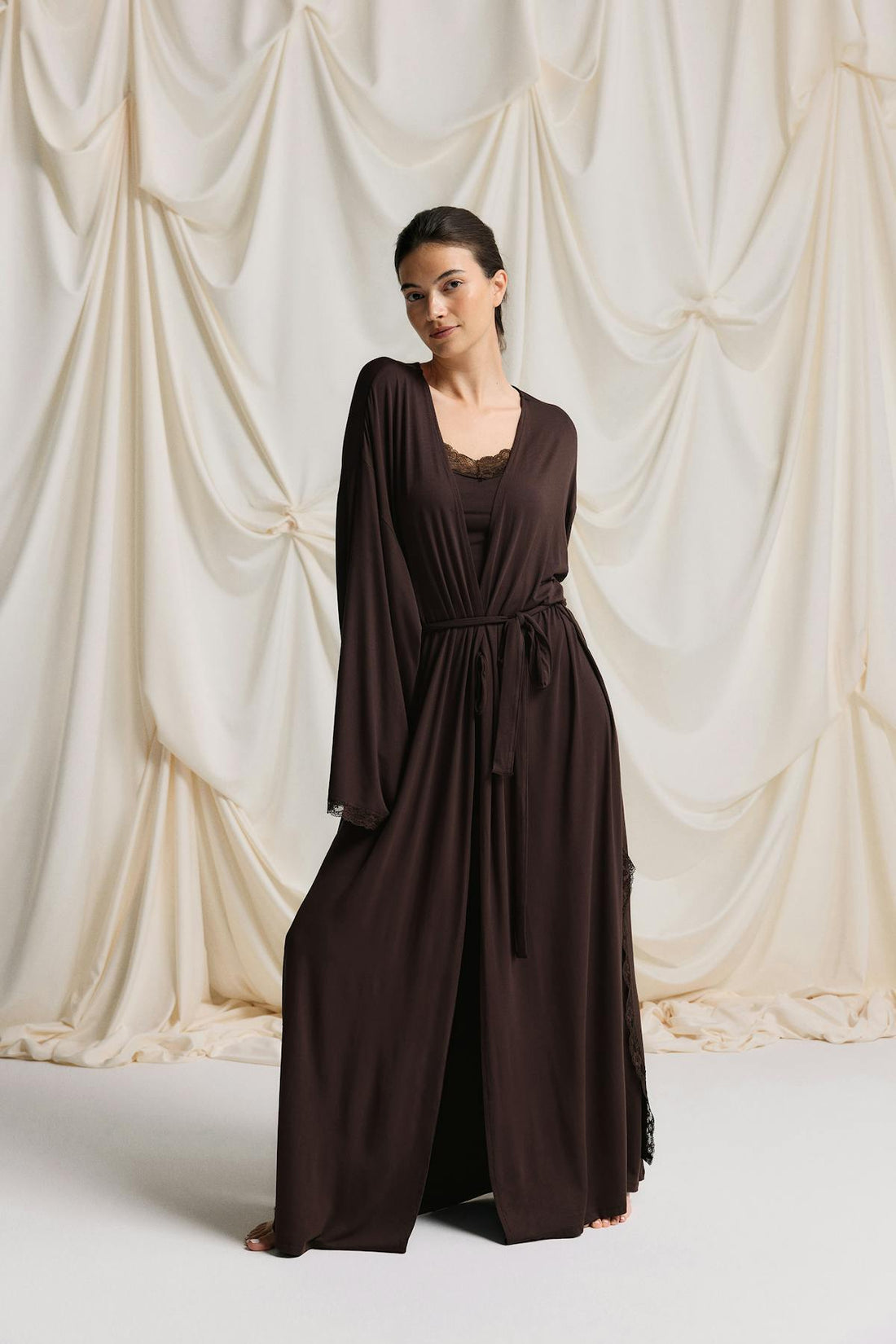 Loungewear soft robe - Chocolate plum
