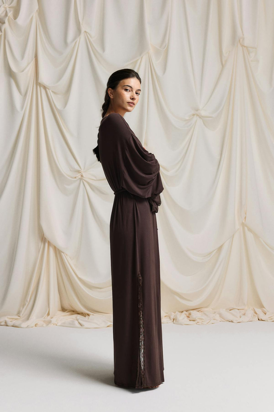 Loungewear soft robe - Chocolate plum