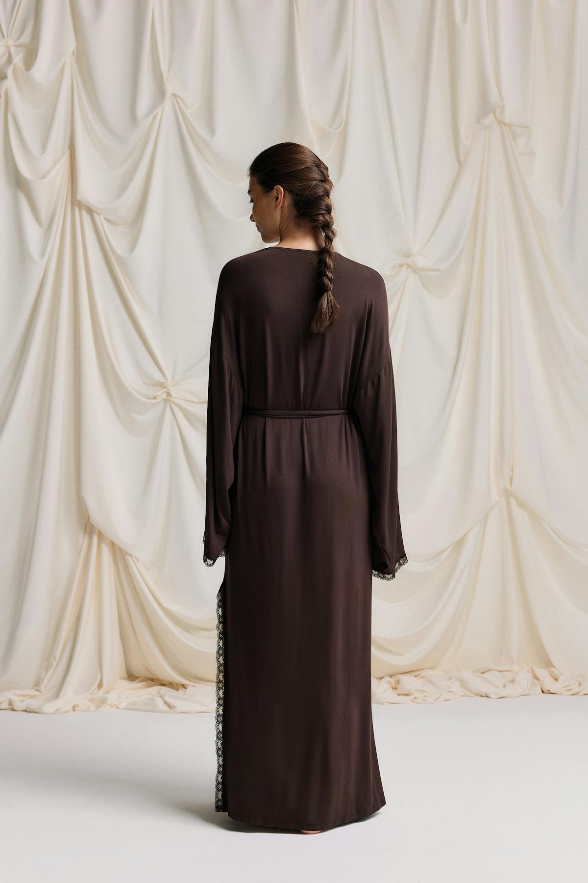 Loungewear soft robe - Chocolate plum