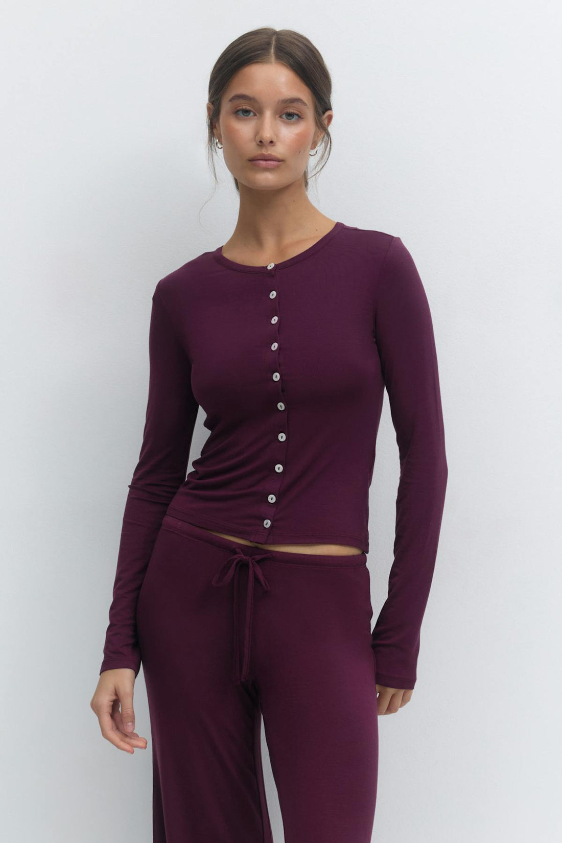 Soft loungewear cardigan - Bordeaux