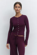 Soft loungewear cardigan - Bordeaux