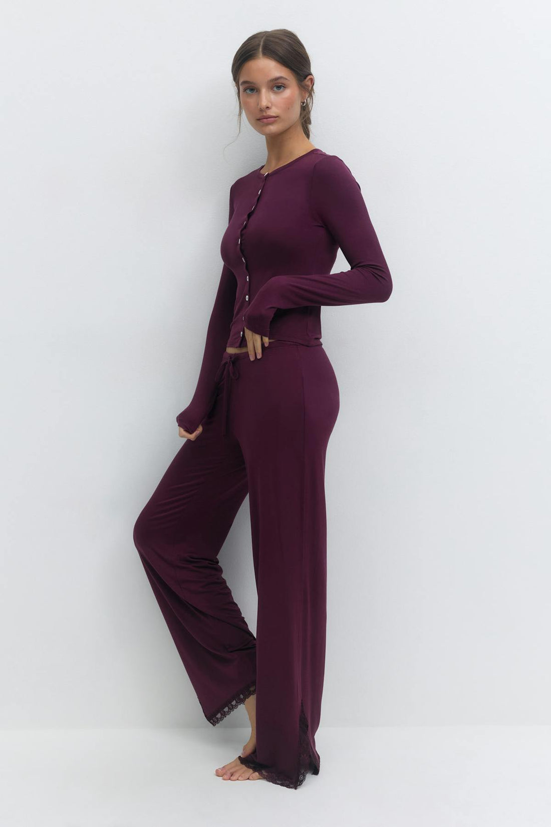 Soft loungewear cardigan - Bordeaux