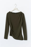 Asymmetric long sleeve top - Black olive