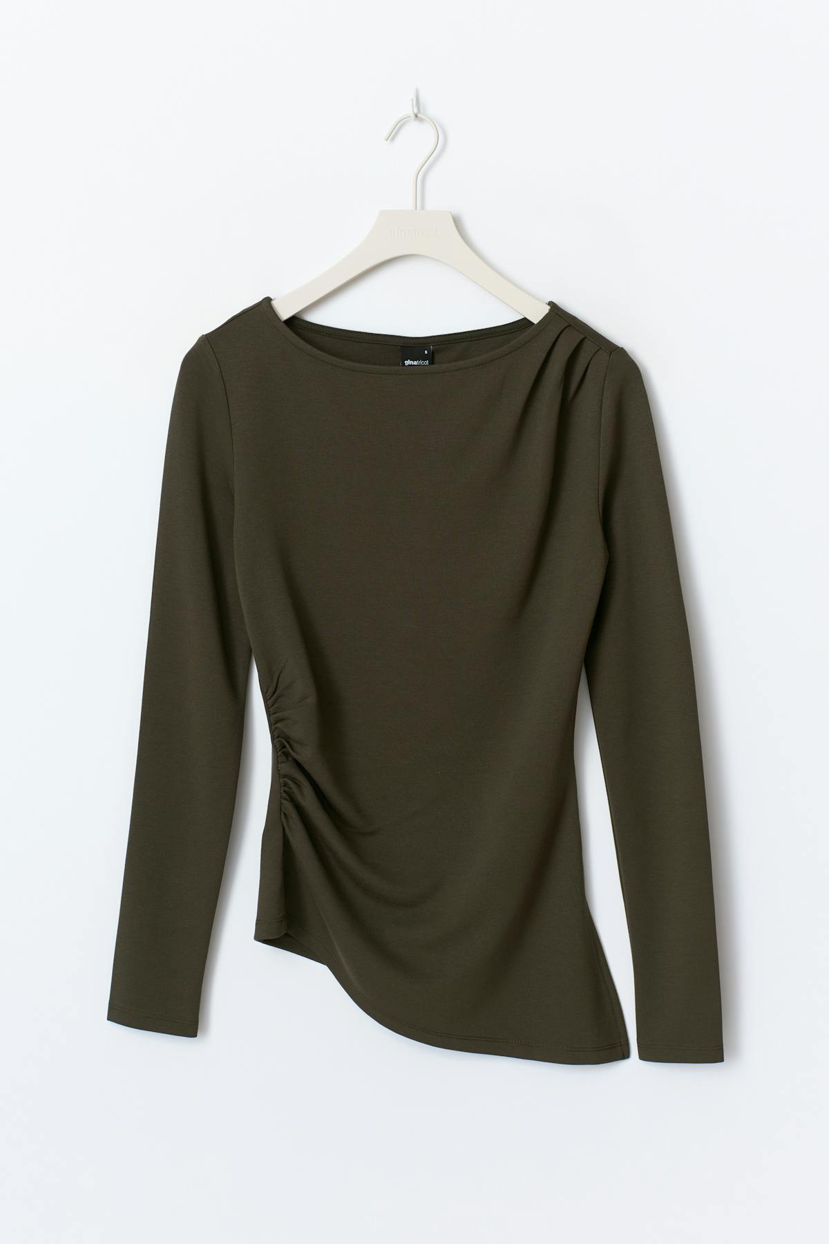 Asymmetric long sleeve top - Black olive