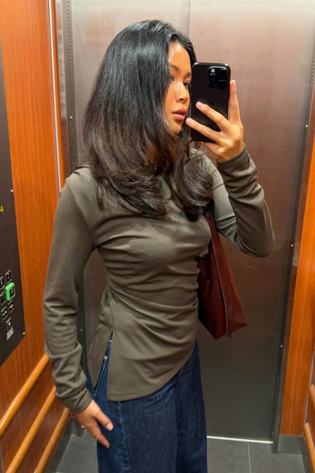 Asymmetric long sleeve top - Afterglow