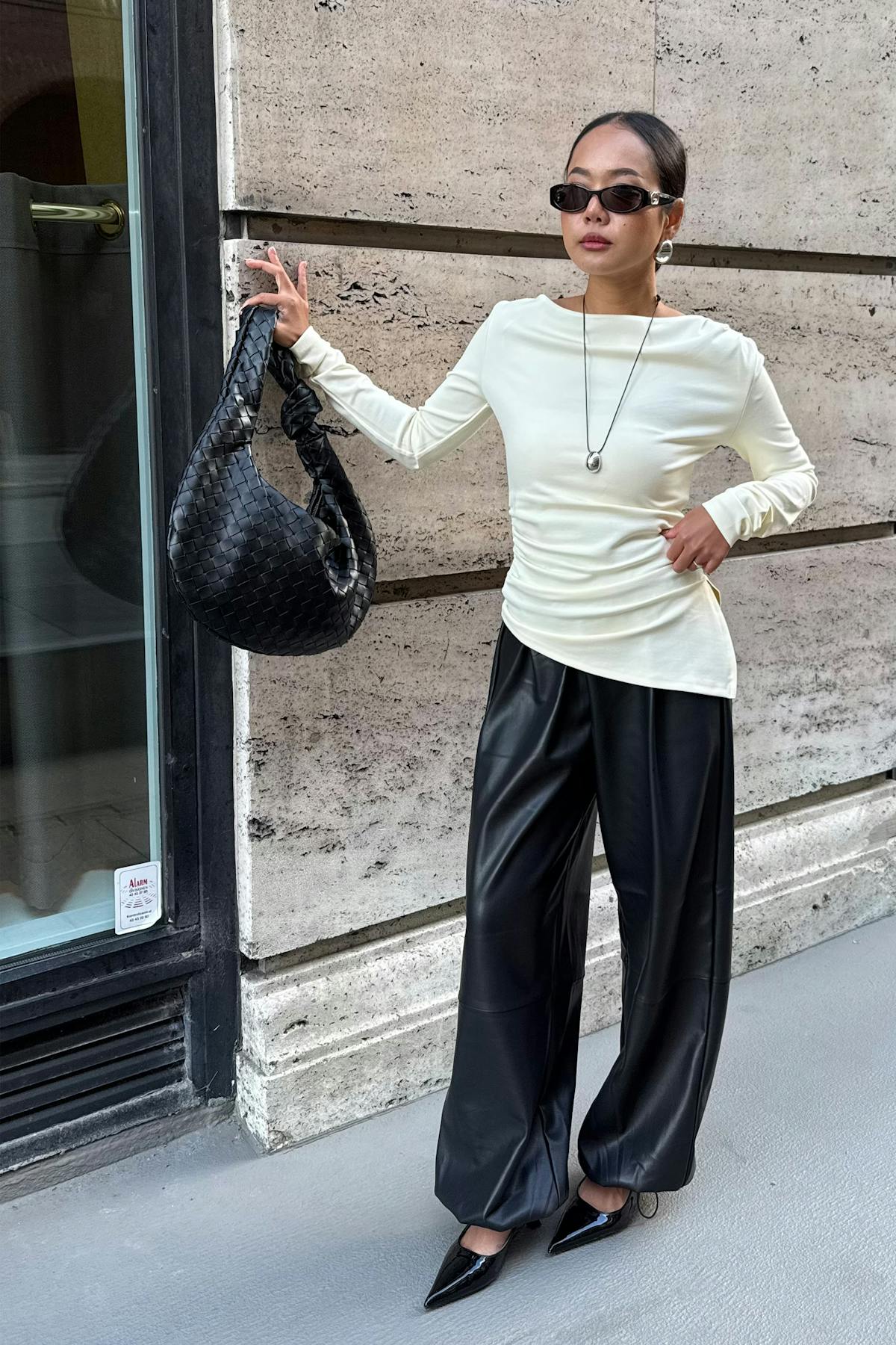 Asymmetric long sleeve top - Noir