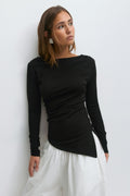 Asymmetric long sleeve top - Noir