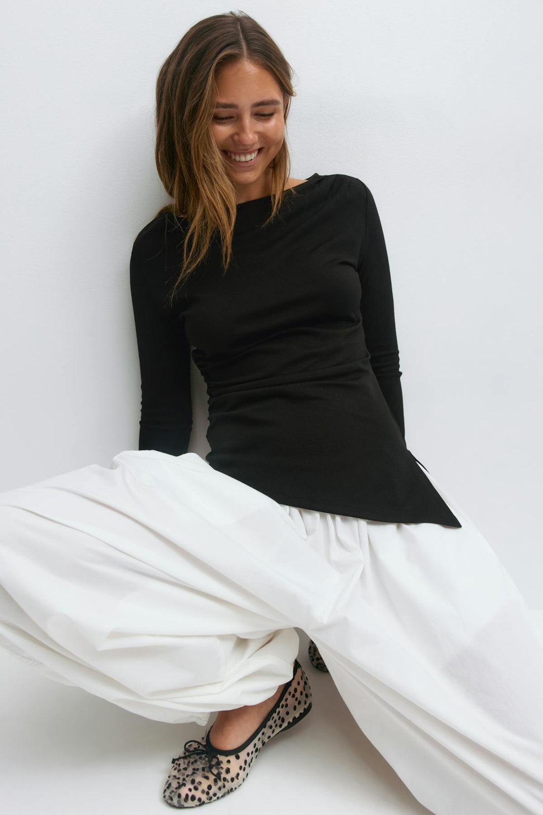 Asymmetric long sleeve top - Noir