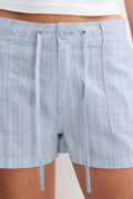Linen blend mini cargo shorts - Blue/stripe