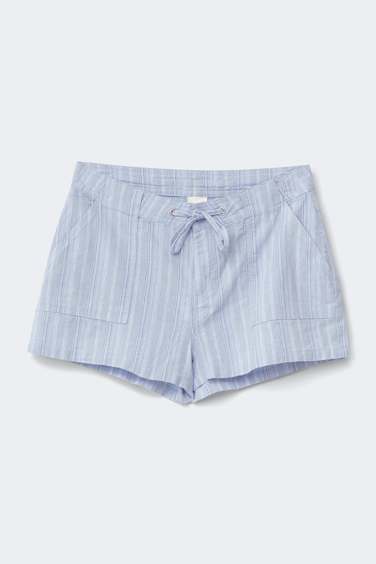 Linen blend mini cargo shorts - Blue/stripe