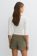 Linen blend mini cargo shorts - Noir