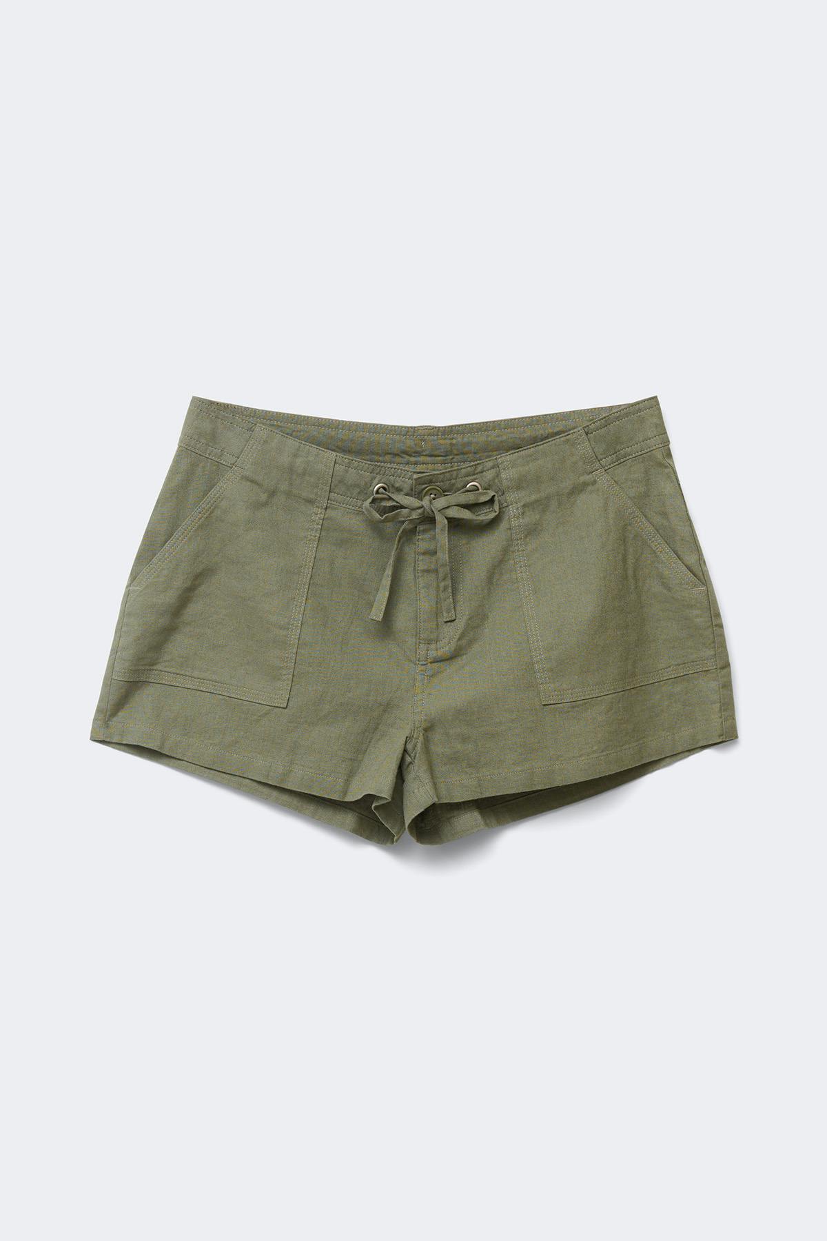 Linen blend mini cargo shorts - Noir