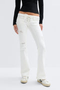 14+ pleated tie jeans tall - Blanc