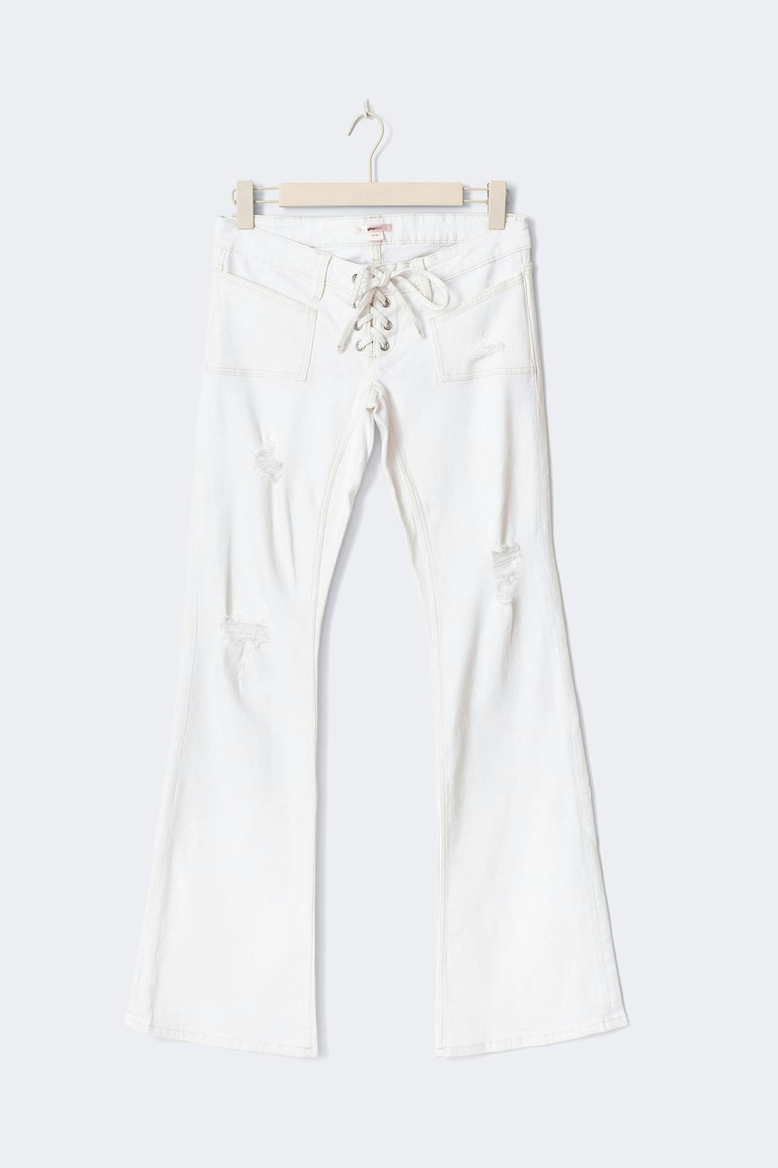 14+ pleated tie jeans tall - Blanc