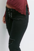 14+ pleated tie jeans tall - Offblack
